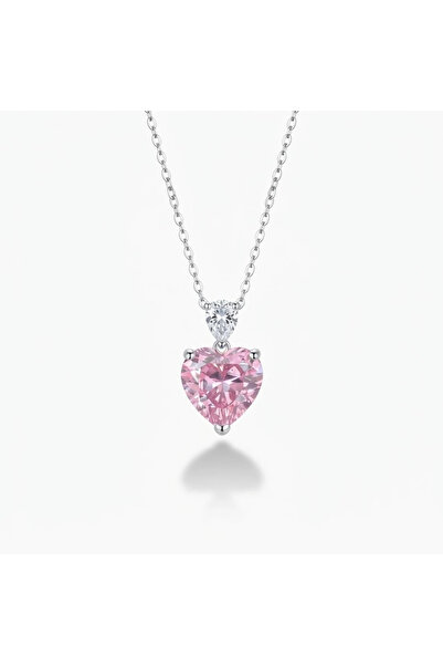 h&b design jewel Silver Pembe Kalp Kolye