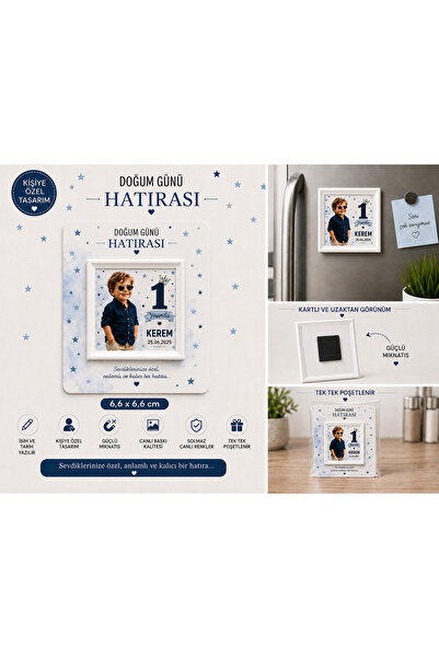Sultan magnet hediyelik 25’li Kişiye Özel Kartlı Kare Çerçeveli Doğum Günü Ma...