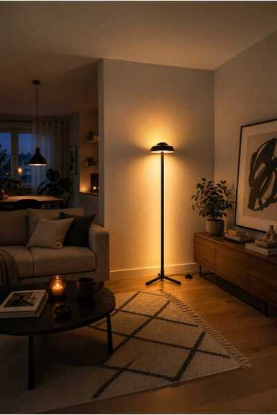 Elizim Home Lighting Arven Karya Modern Lambader – Metal Ayaklı Dekoratif Otu...
