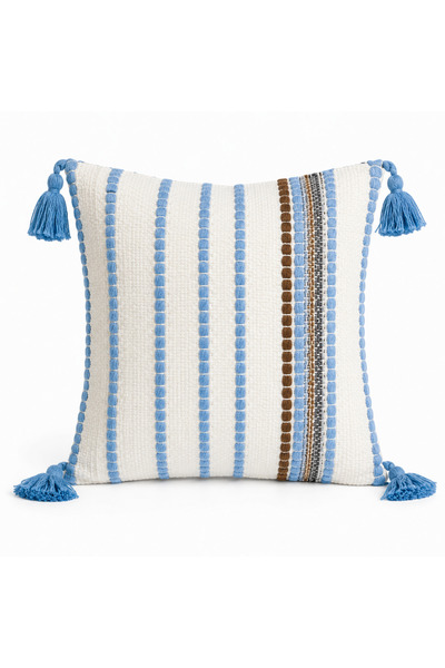 OEM Pillowcase 45×45 cm, Textured Fabric with Tasseled, Cotton and Polyester
