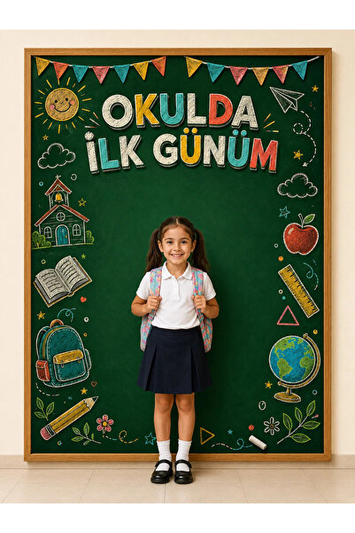 PRİME Concept Okulumda İlk Günüm 150 x 200 cm Kitap ve Okul Servisi Temalı Fo...
