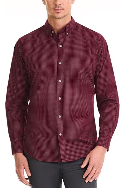 VAN HEUSEN قميص مقاوم للتجعد للرجال من فان هيوزن بأكمام طويلة وأزرار على طول ...