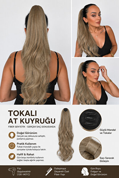 Suzan Peruk Dalgalı Tokalı At Kuyrugu Postiş - 1. Kalite Fiber Sentetik Isıya...