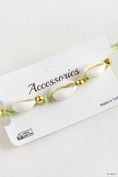 ZERO LAND Concepta Seashell Macrame Rope (12947) Bracelet Green