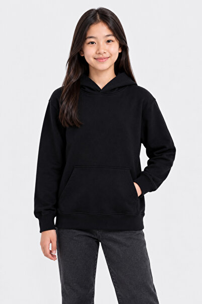 caddekids Kız Çocuk Kapüşonlu Sweatshirt Okul Günlük Spor Basic Kanguru Cepli...
