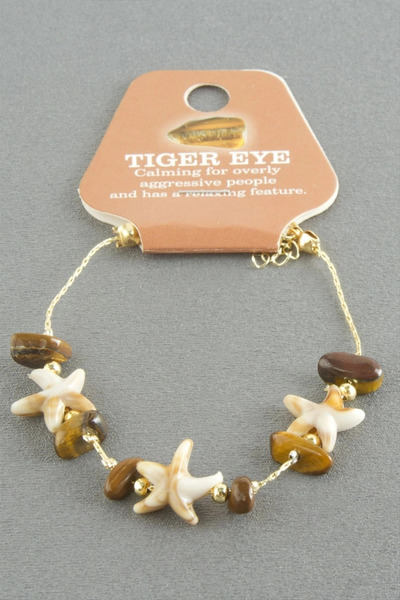 Mercansa Starfish Tiger's Eye Natural Stone Bracelet