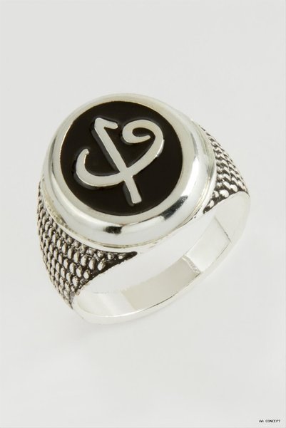 ZERO LAND CONCEPTA Vav Elif Metal Men's Ring, Silver (00911), Color 22