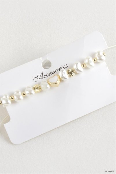 ZERO LAND Concepta Pearl Bead Macrame Cord (05125) Bracelet White