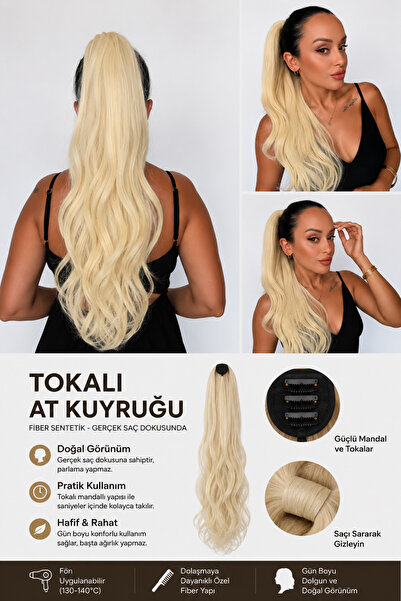 Suzan Peruk Dalgalı Tokalı At Kuyrugu Postiş - 1. Kalite Fiber Sentetik Isıya...