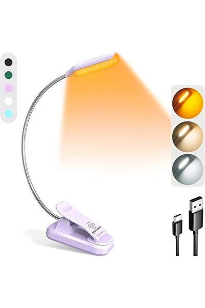 Glocusent مصباح كتاب جلوسينت، 10 مصابيح LED، خفيف الوزن قابل لإعادة الشحن، لل...