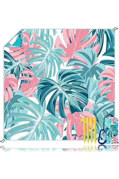 GENERAL Large Sand Proof Beach Blanket 79X83 4-6 Adults Oversized Lightweight...