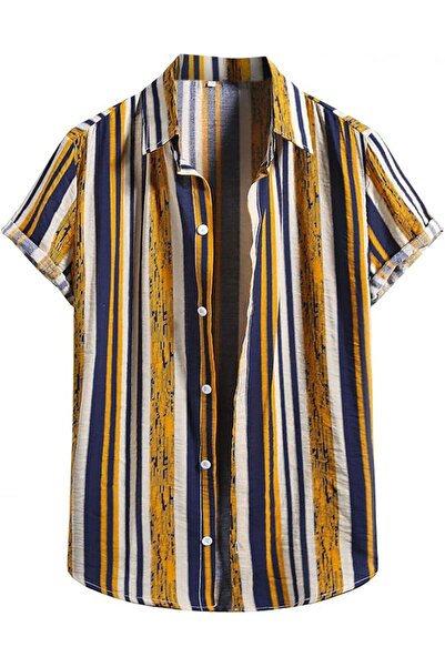 GENERAL Mens Short Sleeve Button Down Shirt Men's Hawaiian Shirt