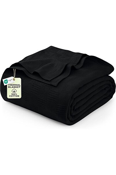 Utopia Bedding بطانية كينغ ملطفة مصنوعة من القطن بلون كحلي - بطانية حرارية 90...