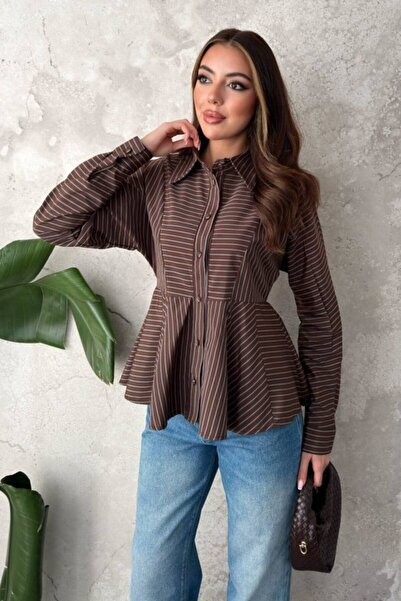 SEREMONİ BUTİK Brown Striped Shirt
