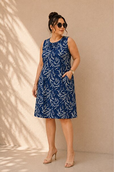 FOR ESRA BIG TREND Plus Size Dress - Dark blue - Medium