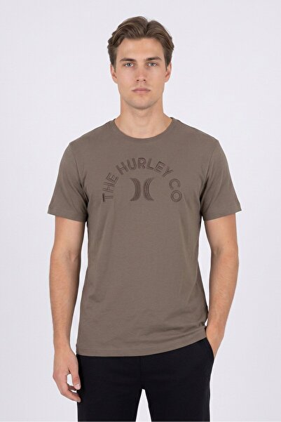 Hurley Men Sportswear Fit Short Sleeve Outdoor T-Shirt, Dark Olive