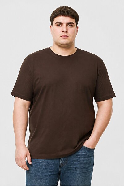Brave Soul Men Crew Neck Short Sleeve Plain T-Shirt, Dark Brown