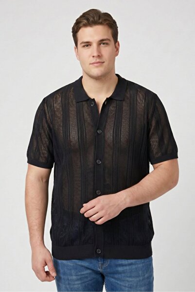 Brave Soul Men Regular Fit Textured Short Sleeve Casual Shirt, Midnight Navy