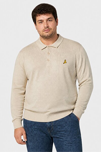 Brave Soul Men Regular Fit Embroidered Logo Long Sleeve Polo Shirt, Dark Maroon