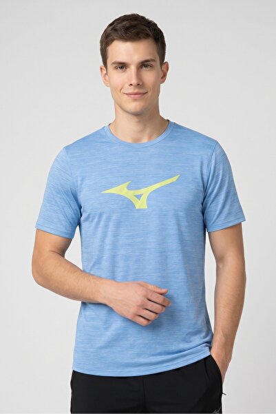 MIZUNO Men Sportswear Fit Short Sleeve Training T-Shirt, Blue Heather
