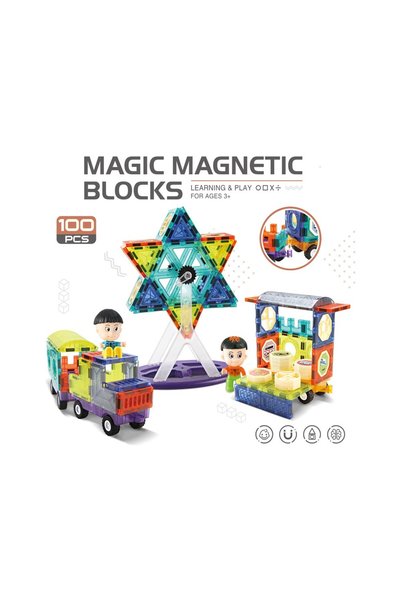 LEARNING FUN Magic Magnetic Blocks 100 Parça Manyetik Oyuncak Bloklar Seti