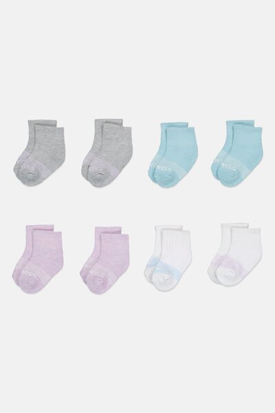 K-Swiss Toddlers Boy 8 Pairs Brand Logo Cushion Ankle Socks, Multicolor