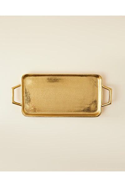 English Home Fiore Alüminyum Dekoratif Tepsi 36x15 cm Gold