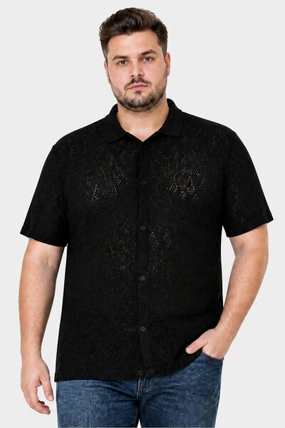 Brave Soul Men Regular Fit Textured Short Sleeve Casual Shirt, Midnight Navy