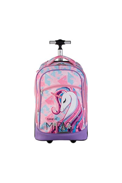 OEM Ghiozdan troler clase primare, roz, model unicorn, troler – spațios, como...