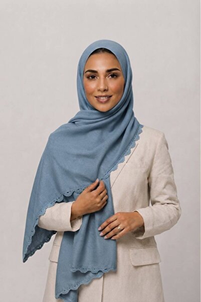 Veil Designer Turkish Scarf with Hand Embroidery on Three Sides Using Japanes...