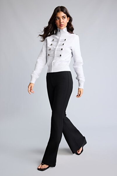 DeFacto Flare Fit High Waist Spanish Leg Black Trousers I1774Ax26Au