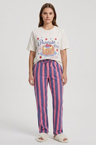 Threadbare Women Graphic Print Short Sleeve Top And Bottom Pajama Set, Multic...