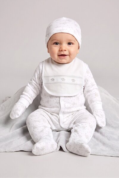 Rock A Bye Baby Boutique Toddlers Boy 5 Pieces Bodysuit,Bib,Hat And Mitts Gif...
