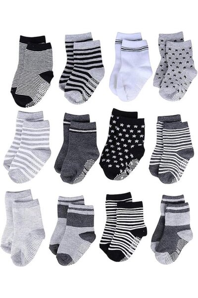 STARSTAR Non-slip cotton socks 12-pack M - suitable for boys & girls - style B