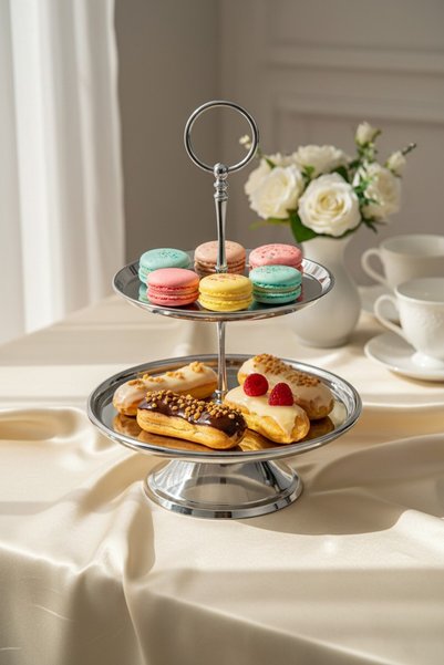 Simply Now Premium Metal 2-Tier Serving Tray - Promise Engagement Feast Cookie Chocolate Tray