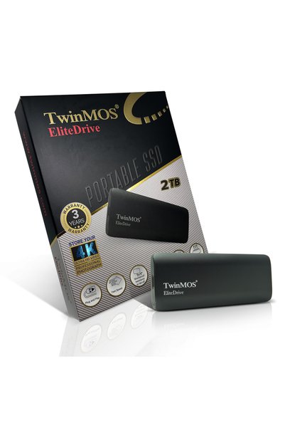 TwinMOS PSSD2TBMEDB, 2TB, Taşınabilir External SSD, USB 3.2, Type-C (Dark Grey)