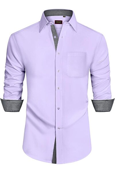 GENERAL Leon Nardo Men's Long Sleeve Formal Dress Shirts Casual Button down S...