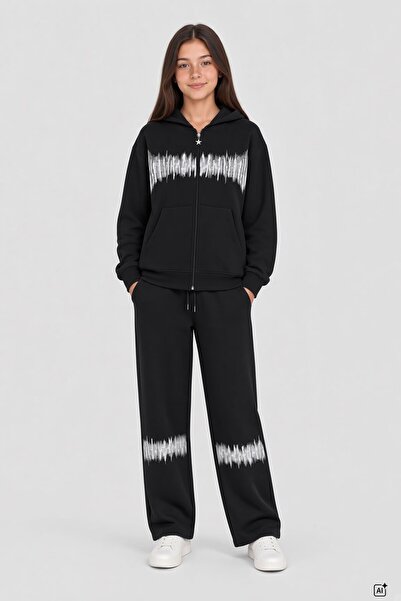 Cansın Mini Sweatsuit Sets - Black - Graphic