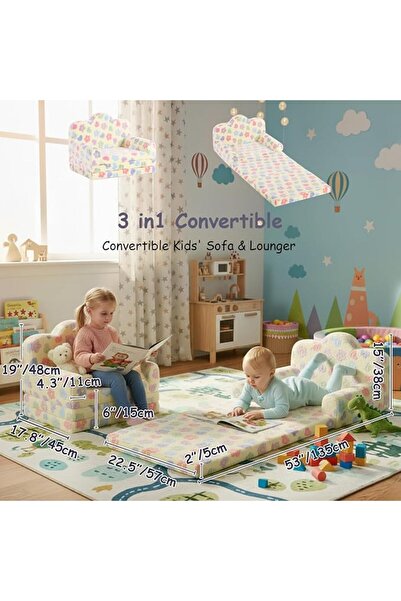 TIITAS Tiita Kids Sofa Chair, Plush Couch with Removable Cover and Carry Handle