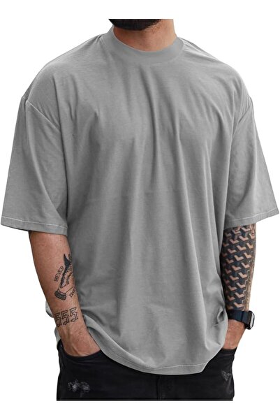 GENERAL Yaoyues Trendy Men's Short Sleeve T-Shirt, Casual Solid Color Oversiz...