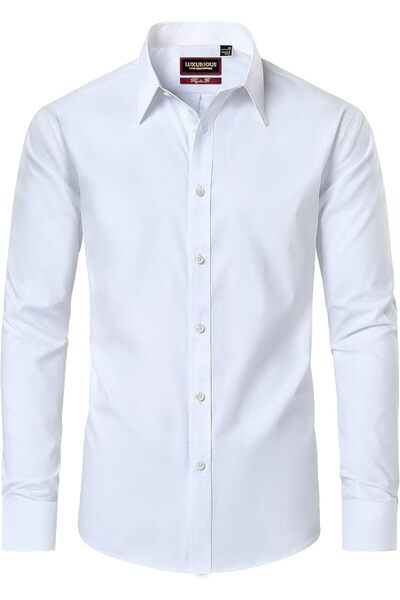 GENERAL Leon Nardo Men's Long Sleeve Formal Dress Shirts Casual Button down S...