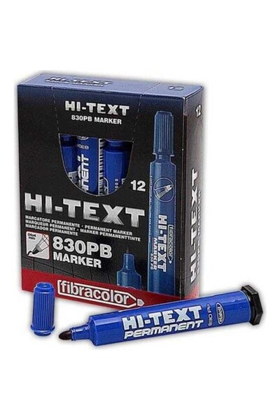 Hi-Text قلم تحديد دائري الطرف 830PB أزرق، عبوة من 12 قلمًا