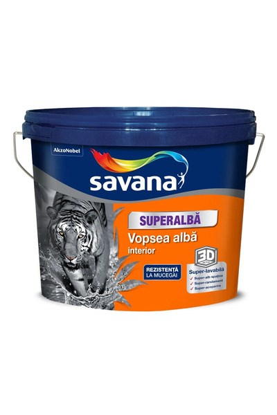Savana Vopsea lavabilă interior, superalbă, 8.5L, Savana, alb