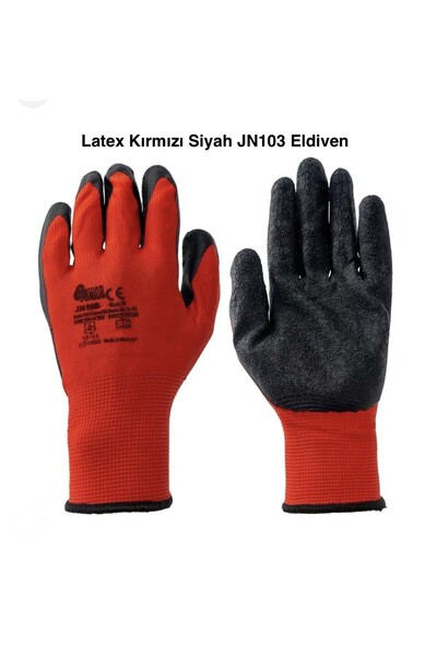 ELDİVEN LATEX KIRMIZI SİYAH JN103 Eldiven