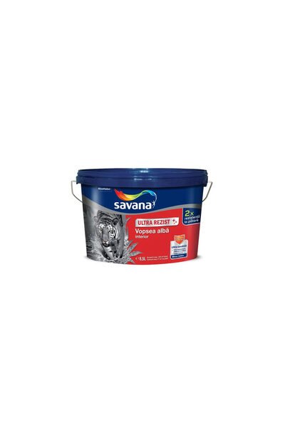 Savana Vopsea ultra-lavabila interior, Ultra Rezist, alba, 8.5 L