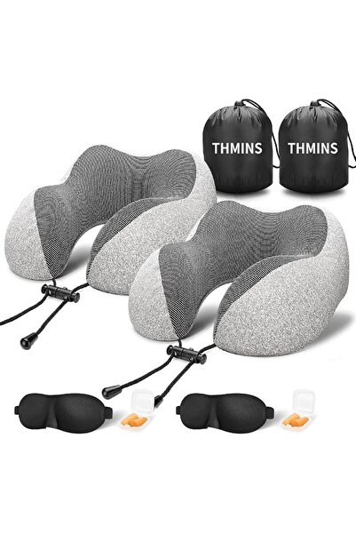 THMINS Thymenz 2-Piece Airplane Travel Pillows, Travel Neck Pillow, Comfortab...