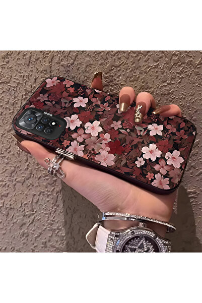 SLIMFELT Redmi Note 11 Pro 4G/5G Uyumlu Koyu Ton Çiçek Desenli Kılıf, Dayanık...