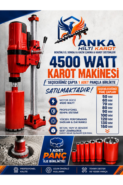 anka hilti karot ANKA ELEKTRİKLİ PROFESYONEL KAROT MAKİNESİ/1 ADET PANÇ