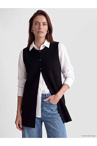 LC Waikiki Lcw Grace Black Crew Neck Women's Knitwear Vest