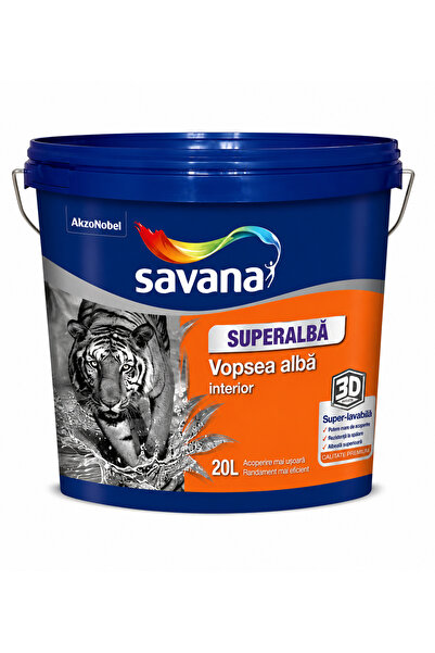 Savana Vopsea superlavabila interior 3D Activ, cu rezistenta la mucegai, alb,...